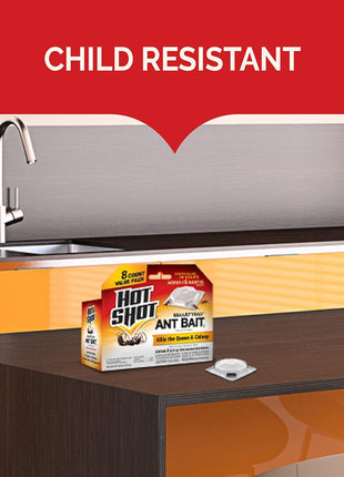 Hot Shot MaxAttrax Ant Bait 8 Count, Child-Resistant Bait Stations
