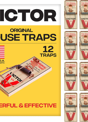 Victor Mouse Traps M150-12, Metal Pedal, Sustainably Sourced FSC Wood, Wooden Mouse Traps - Pack of 12