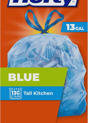 Hefty Blue Trash Bags, Blue, 13 Gallon, 60 Count | 13G Kitchen Trash Bags, Drawstring Closure, Puncture-Resistant, Use in Kitchen, Laundry Rooms, or for Storage