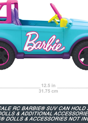 Hot Wheels Barbie RC SUV & Stickers, Can Hold & Store 2 Barbie Dolls & Accessories, Kid-Applied Stickers for Customization