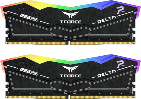 TEAMGROUP T-Force Delta RGB DDR5 Ram 32GB (2x16GB) 6400MHz PC5-51200 CL38 Desktop Memory Module Ram for 600 700 Series Chipset XMP 3.0 Ready Black FF3D532G6400HC38JDC01