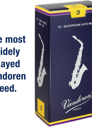Vandoren SR213 Alto Sax Traditional Reeds Strength 3; Box of 10