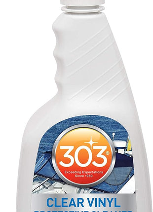 303 Products Marine Clear Protective Cleaner - Cleans and Protects Vinyl and Plastics, Provides Superior UV Protection, Prevents Yellowing and Cracking, 32oz (30215)