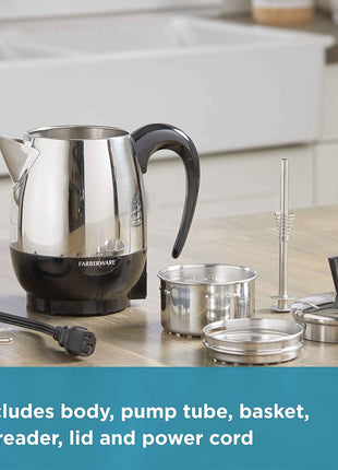 Farberware 12-Cup Stainless Steel Coffee Percolator, Automatic Keep Warm