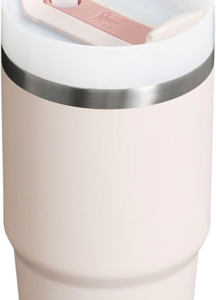 STANLEY Quencher H2.0 Flow State Tumbler, 14 oz, Rose Quartz 2.0 | Straw and 3-Position Lid | Cup Holder Compatible for Travel | Insulated Stainless Steel Cup | BPA-Free