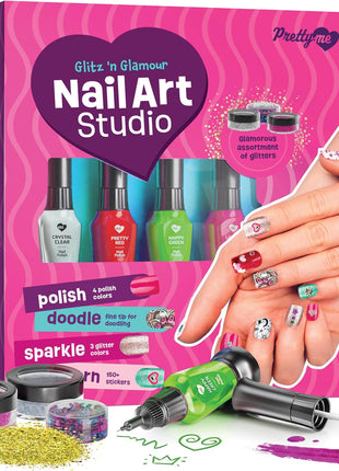 Nail Art Studio for Girls - Birthday Gift - Nail Polish Kit for Kids Ages 7-12 Years Old - Girl Gifts Ideas - Gift Set - Girly Stuff - Polish, Pens, Glitter, Stickers, Gems, Filer - 8 9 10 11 12 Year