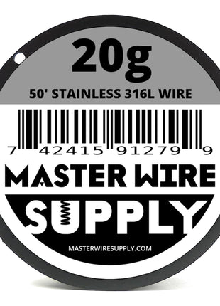 Stainless Steel 316L - 50' - 20 Gauge Wire - 50ft - 0.81mm - 0.032in - Made in USA - Master Wire Supply