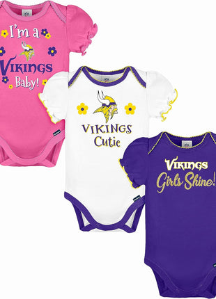 Gerber NFL Baby-Girls NFL Team 3 Pack Short Sleeve Onesie Bodysuit