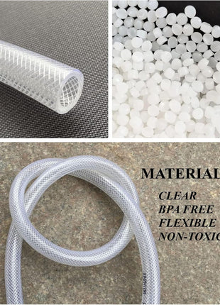 3/4 inch ID x 1 inch OD - 10 Ft High Pressure Braided Clear PVC Tubing Flexible Vinyl Tube, Heavy Duty Reinforced PVC Hose Tubing, BPA Free and Non Toxic