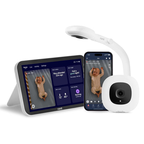 Nanit Smart Baby Monitor System with Floor Stand & 8inch Display Screen - Crystal-Clear Video, Real-Time Notifications, Sleep Insights - Baby Must Have for Parents
