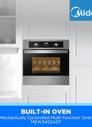 Midea 24" Single Electronic Wall Oven, 2.5 Cu. Ft.-Capacity, Built-in Oven with 8-in-1 Cooking Modes, Stainless Steel