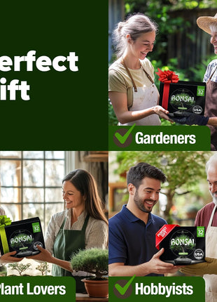 Bonsai Tree Kit Gifts for Men & Women - Grow 4 Bonsai Trees - Unique Gardening Crafts for Adults, DIY Hobbies for Plant Lovers & Gardeners - Unusual Christmas Gift Ideas for Mom & Dad