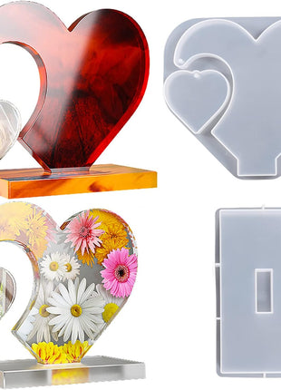 Large Photo Frame Resin Molds, Heart Shape Silicone Molds for Epoxy Resin, DIY Picture Frame Display Unique Mold for Resin Casting Art Crafts Table Home Decor Gift