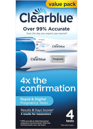 Clearblue Pregnancy Test Combo Pack, 4ct - Digital with Smart Countdown & Rapid Detection - Value Pack
