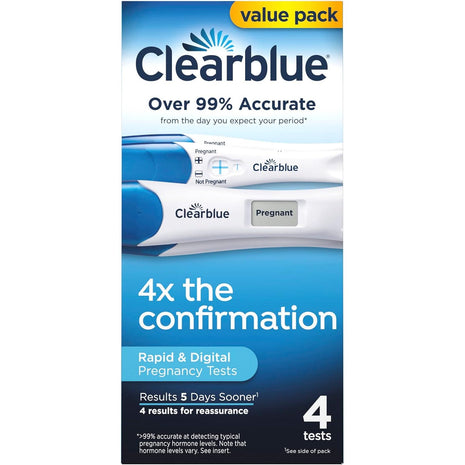 Clearblue Pregnancy Test Combo Pack, 4ct - Digital with Smart Countdown & Rapid Detection - Value Pack