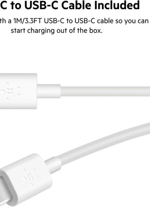 Belkin 37W USB C and USB A Charger Block, PPS Fast Charging | 25W USB C Port, 12W USB A Port, iPhone 17, Air, Pro, Pro Max, AirPods, Samsung Galaxy S25, Switch 2