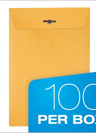 Quality Park 6 x 9 Clasp Envelopes, Clasp and Gummed Closures for Storing or Mailing, 28 lb Kraft Paper, 100 per Box (QUA37855)