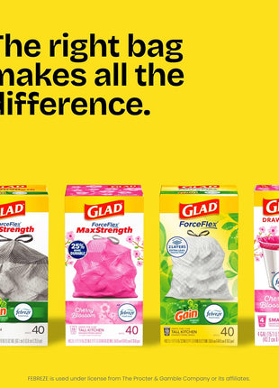 Glad Large 30 Gallon Trash Bags, Unscented Heavy Duty Garbage Bags, Forceflex with Drawstring, 50 Count (Packaging May Vary)
