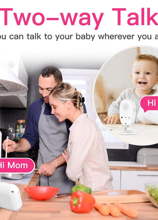 Simyke Smart Video Baby Monitor with Camera and Audio,Dual Mode,WiFi On/Off Switch,2.8inch Display,App,1080p Camera,1500ft Long Range,Night Vision,2-Way Talk,AI Baby Growth Album Function