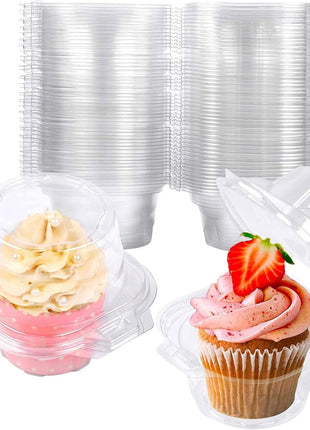 NPLUx 50 Pack Individual Cupcake Containers Plastic Cupcake Boxes Cupcake Holders Stackable Deep Dome Cupcake Carrier