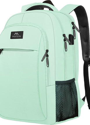 MATEIN Travel Laptop Backpack, Business Anti Theft Slim Sturdy Laptops Backpack with USB Charging Port, Water Resistant College School Computer Bag Gift for Men & Women Fits 15.6 Inch Notebook, Grey