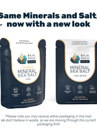 Baja Gold Signature Mineral Sea Salt - Recommended by Gary Brecka - Authentic Fine Grind Salt for Cooking & Baking | Natural Baja Salt for Culinary Uses | Great for Finishing Dishes | 1 lb. Resealable Bag, 300+ Servings