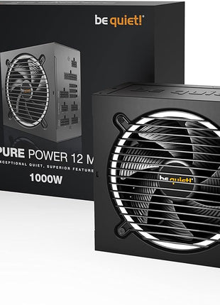 be quiet! Pure Power 12 M 1000W Modular Power Supply | 80 Plus® Gold | ATX 3.1 | PCIe 5.0 GPUs and 6+2 pin connectors | 12VHPWR Cable Included | Silent 120mm be quiet! Fan - BN506 I 10 Year Warranty