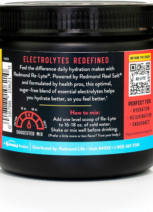 REDMOND Re-Lyte Electrolyte Powder, No Added Sugar (Strawberry Lemonade) | Hydration Powder