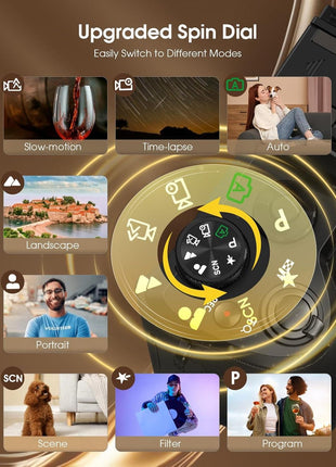8K Digital Camera, 88MP Cameras for Photography with WiFi & Touch Screen, 16X Zoom Vlogging Camera for YouTube Video, Autofocus & Anti-Shake, Dual Camera, 2 Batteries, 64GB Card, Flash, Lens Hood