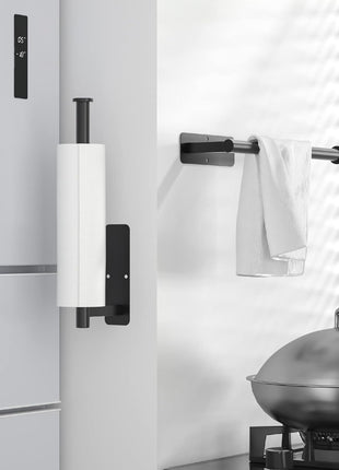ASTOFLI Paper Towel Holder Under Cabinet No Drilling, Self Adhesive Paper Towel Holder Wall Mount for Kitchen Rack, Under Counter Napin Holder No Drill, RV, 304 Stainless Steel 12 Inch Matte Black