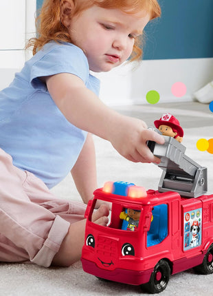 Fisher-Price Little People Fire Truck Toddler Toy | Push-Along Vehicle, Lights, Music & Sounds, 2 Figures, Preschool Kids Ages 1+ Years