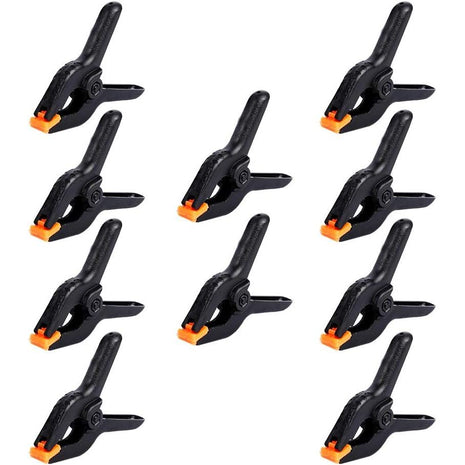 10 Packs of 3.4 inch Professional Plastic Small Spring Clamps Heavy Duty for Crafts or Plastic Clips and Backdrop Clips Clamps for Backdrop Stand,Photography, Home Improvement and so on