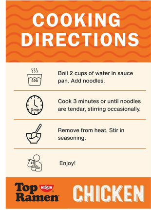 Nissin Top Ramen Noodle Soup, Chicken, 3 Ounce (Pack of 24)