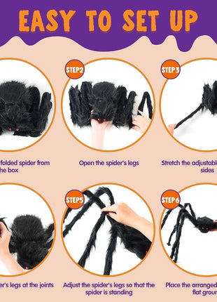 JOYIN Halloween Outdoor Decorations Giant Spider, 5 Ft Large Spider for Yard Lawn Garden Patio Scary Halloween Outside Decor, Indoor Haunted House Prop and Home Party Decor, Black