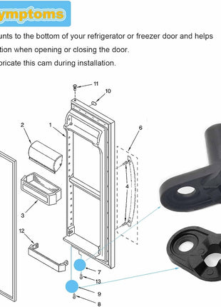 2182179 Refrigerator Door Cam Kit for Whirlpool WP2182179 PS11739042 | Refrigerator Lower Door Closing Cam AP6005980 W10329686 (Screws not included)