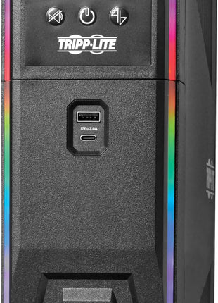 Tripp Lite Pure Sine Wave Gaming UPS Battery Backup, 1000VA 600W 120V, Detachable LCD, Automatic Voltage Regulation, USB, RGB LED Lights, 3-Year Warranty & $250K Insurance (SMART1000PSGLCD)