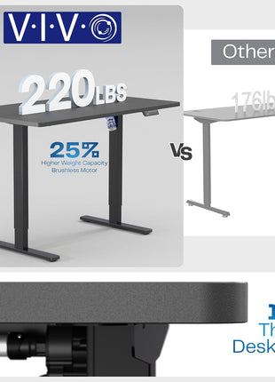 VIVO Electric 60 x 24 in Standing Desk, Memory Height Adjustment, 1B Series, Holds 220 lbs, One-Piece Black Top, Black Frame, DESK-KIT-1B6B