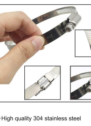 4" (Diameter) Adjustable 304 Stainless Steel Duct Clamps Hose Clamp Pipe Clamp Air Ducting Clamp worm drive hose clamps (4Pcs, 91mm-114mm)