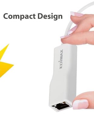 Edimax USB 2.0 Fast Ethernet LAN Adapter, USB to RJ45 100Mbps Network LAN Converter, Plug and Play, Windows, MacBook Pro/Air and More, EU-4208, White