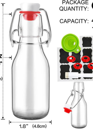 ZEBEIYU 12 Pack 4 oz Swing Top Glass Bottles,Flip Top Glass bottles with airtight Caps for Home Brewing Beer,Kombucha,2nd Fermentation,Kefir,Beverages,Soda,Oils,Vinegar,Limoncello,Vanilla extract
