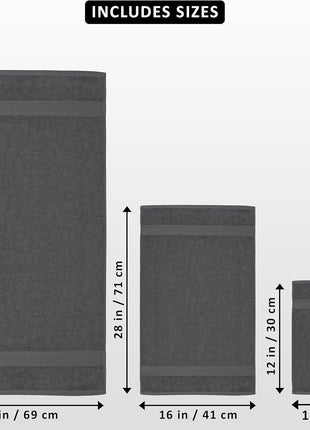 Utopia Towels 8 Piece Premium Towel Set, 2 Bath, 2 Hand, and 4 Wash Cloths, 600 GSM 100% Ring Spun Cotton, Highly Absorbent Towels for Bathroom, Gym, Hotel, and Spa, Grey