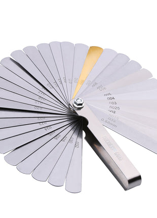 Stainless Steel Feeler Gauge Dual Marked Metric and Imperial Measuring Tool(0.04-0.88 mm, 32 Blades)