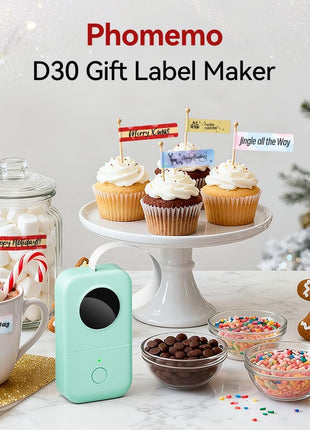 Phomemo D30 Label Maker Machine, Portable Bluetooth Mini Label Printer, Smartphone Handheld Thermal Sticker Small Labeler Multiple Templates Font Icon Inkless Custom Label for Home Kids School Items