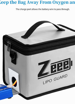 Zeee Fireproof Explosionproof Large Capacity Battery Storage Guard Pouch for Lipo Charge & Storage (8.46 x 6.5 x 5.71 in)