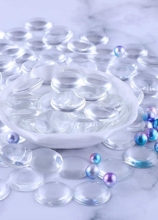 HAUTOCO 120 Pieces Transparent Glass Dome Cabochons Round Cabochons Tiles, Non-calibrated Round 1 inch/25mm for Craft Cameo Pendants Photo Jewelry Necklaces