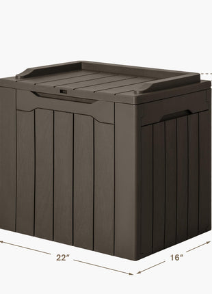 JUMMICO 31 Gallon Resin Deck Box Waterproof Indoor Outdoor Storage Boxes for Patio Furniture Cushions and Garden Tools (Brown)