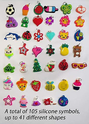 Rubber Loom Band Charm, Silicone Bracelet Charms,Loom Rubber Bands Charms,Bracelet Pendant, 105pcs