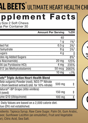 Force Factor Hair Growth Accelerator, Mixed Berry, 60 Soft Chews + Total Beets Ultimate Heart Health Blood Pressure Support Chews with CoQ10, Pomegranate Berry, 60 Soft Chews