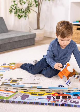 Melissa & Doug Traffic Jam Jumbo Floor Puzzle (24 Pieces, 2 x 3 Feet), Vehicle-Themed Jigsaw Puzzle for Preschoolers and Kids Ages 3+ - FSC Certified