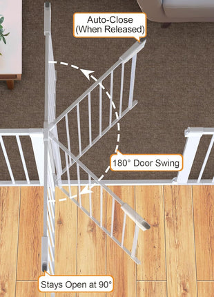 Cumbor 30-46" Baby Gate for Stairs, Auto Close Dog Gate for Doorways White | Toddler Safety Essentials for the House, Mom's Choice Awards Winner-Easy Install Pressure/Hardware Mounted Pet Gate for Dogs